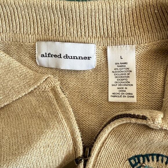 Women's Front Zip Tan Autumn Leaves Sweater Beads Embroidery Cotton Blend sz L - Picture 3 of 5